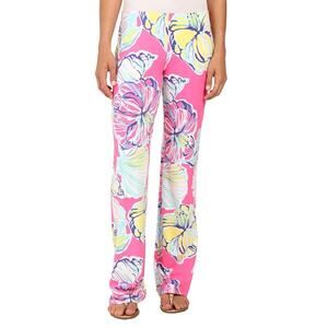 LILLY PULITZER Georgia May Palazzo Flare Pants Royal Pink Swept by The Tides XS